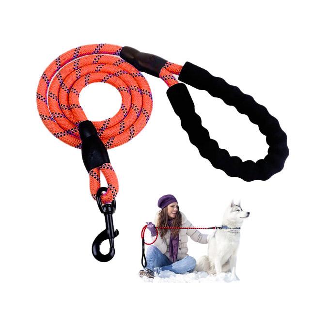 Dog leash with Red and black pattern on a white background