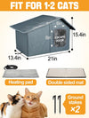 Weatherproof Outdoor Heated Cat House with Thermostatic Heating Pad