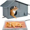 Weatherproof Outdoor Heated Cat House with Thermostatic Heating Pad